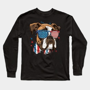 Boxer 4th of July Long Sleeve T-Shirt